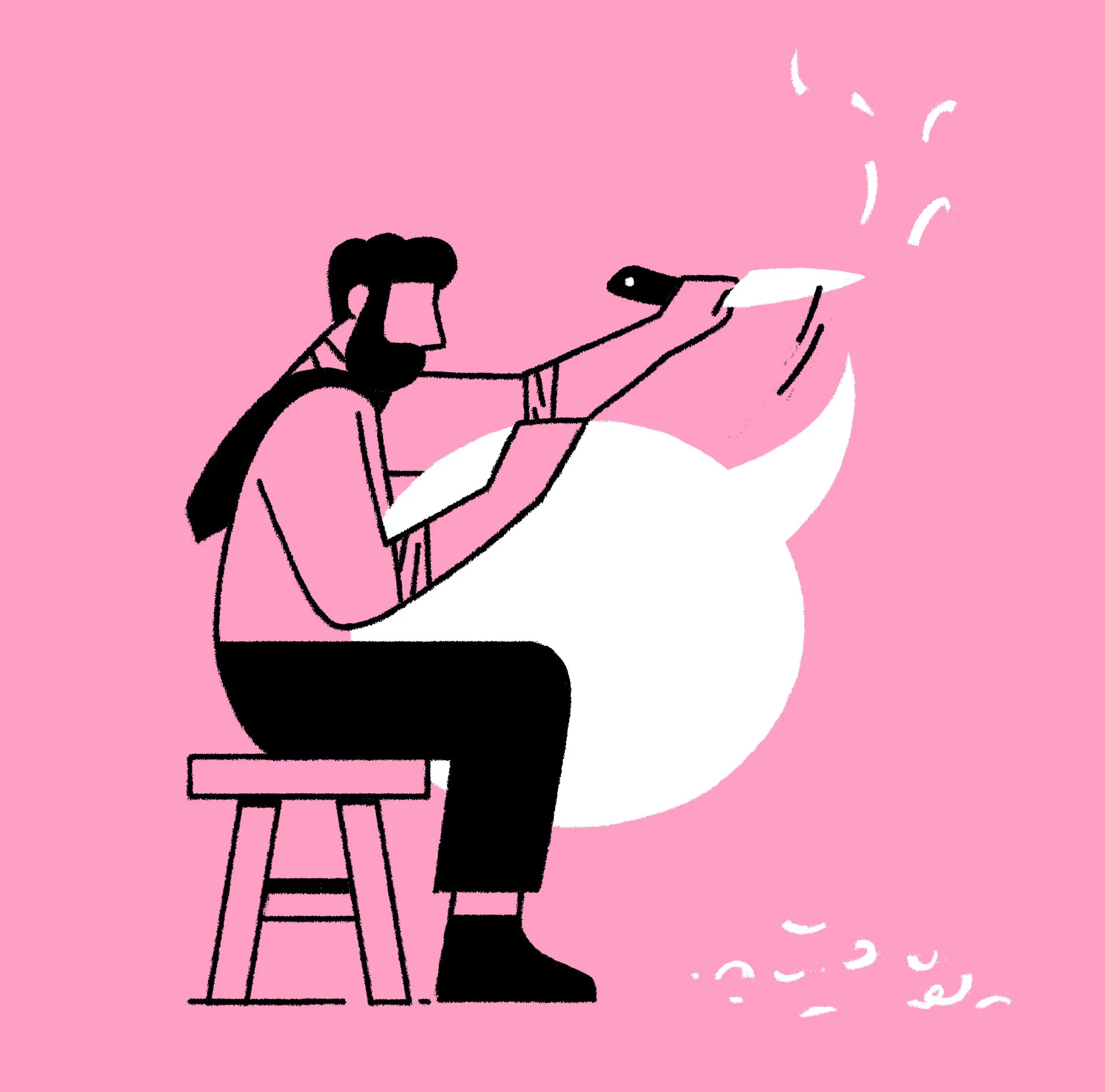 Editorial illustration published in El Pais spanish newspaper. Black and white illustration. Black line drawing. 