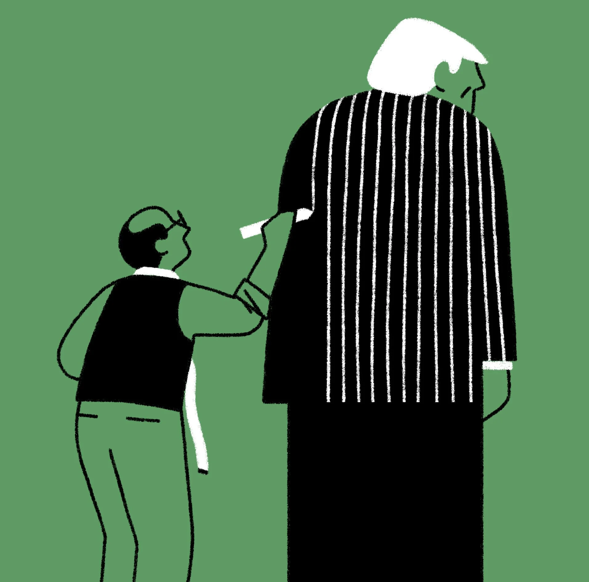 Editorial illustration published in El Pais spanish newspaper. Black and white illustration. Black line drawing. 