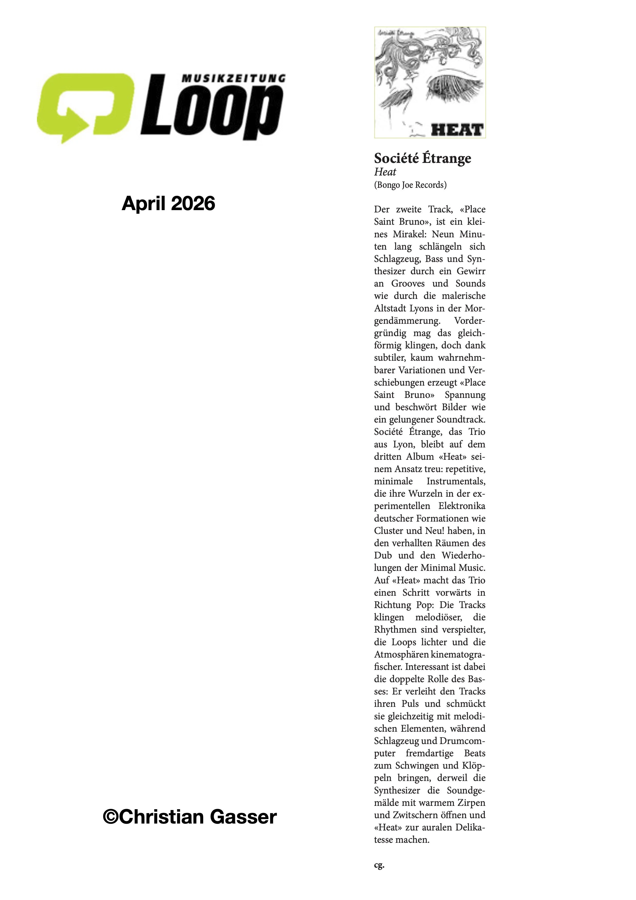 société étrange | heat @ loop musikzeitung (ch)