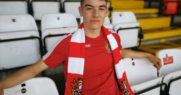 Jamie at the Lamex Stadium after signing with Stevenage FC.