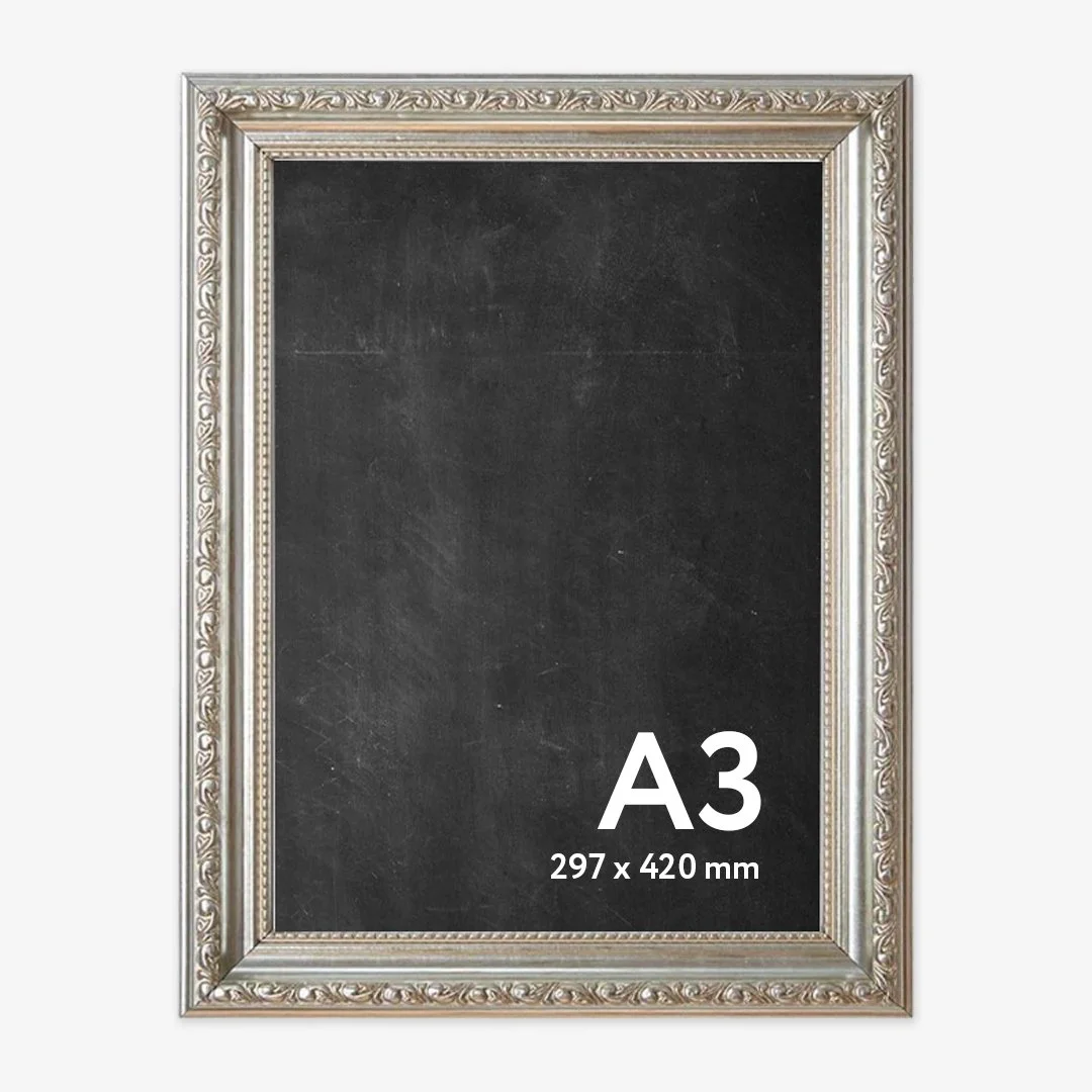 Silver Ornate A3 Chalkboard Frame