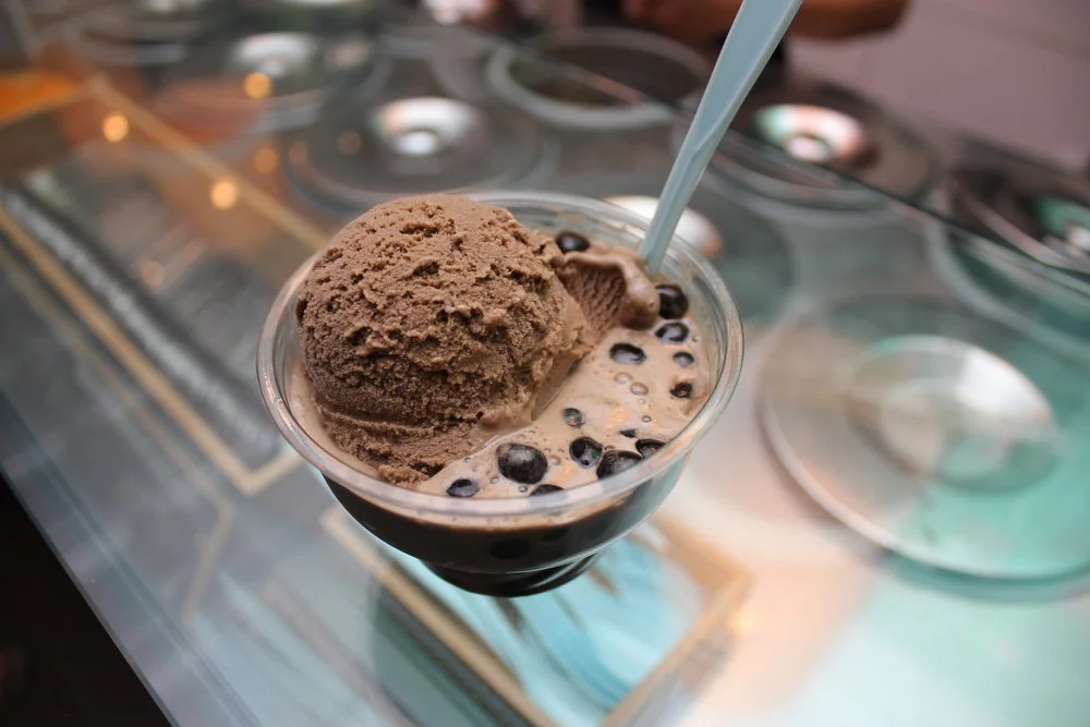 HOJICHA GELATO WITH TAPIOCA