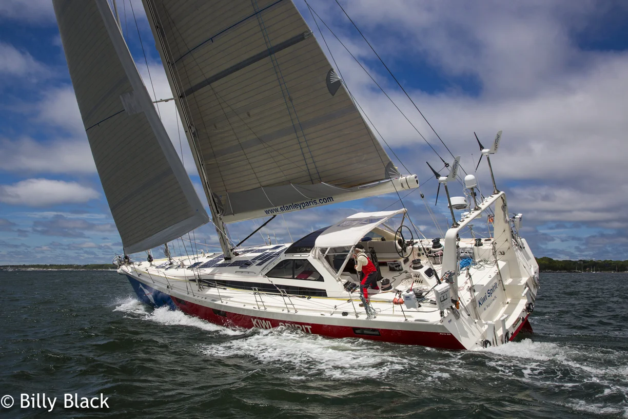 Kiwi Spirit leaving Newport in the Newport to Bermuda 1-2.
