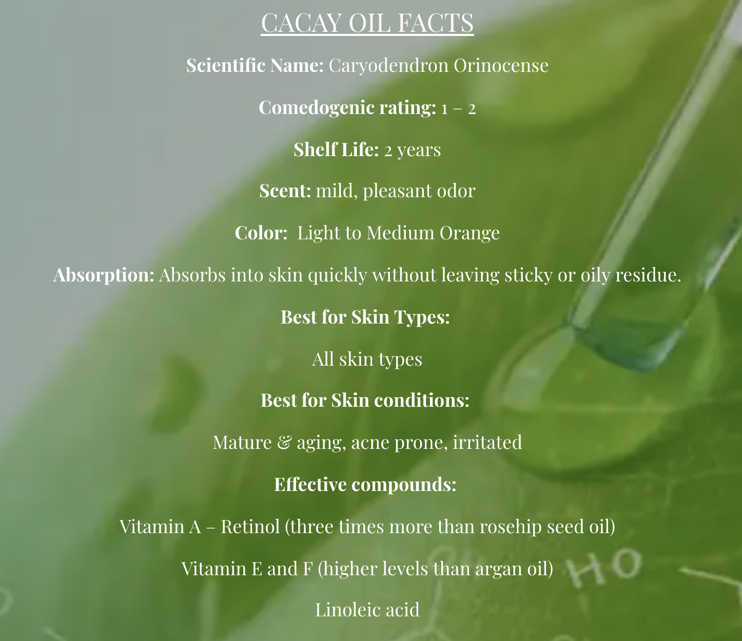 Cacay oil facts