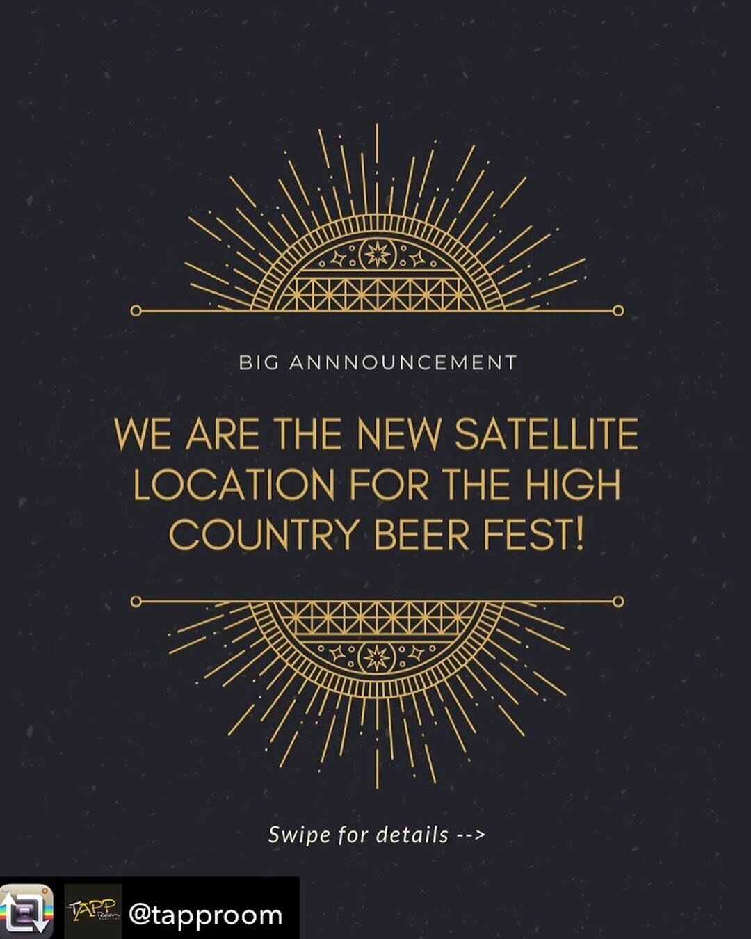 Repost from @tapproom - Very, very big news❕ We are happy to be partnering with the @hcbeerfest to be the satellite location for their virtual event.
&bull;
Although we are super excited for this event and encourage all to come, we do want to remind 