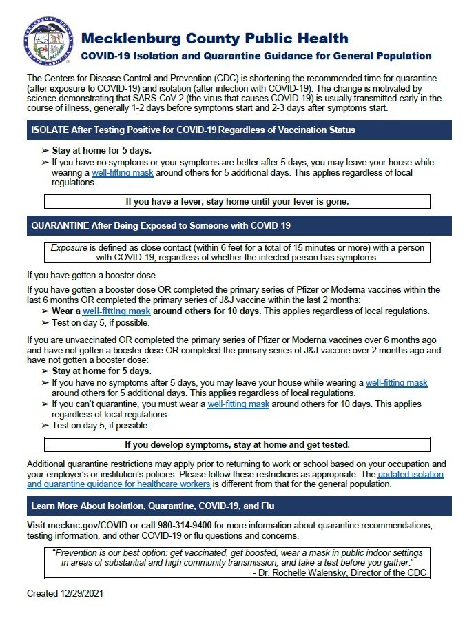Quarantine Guidlines English