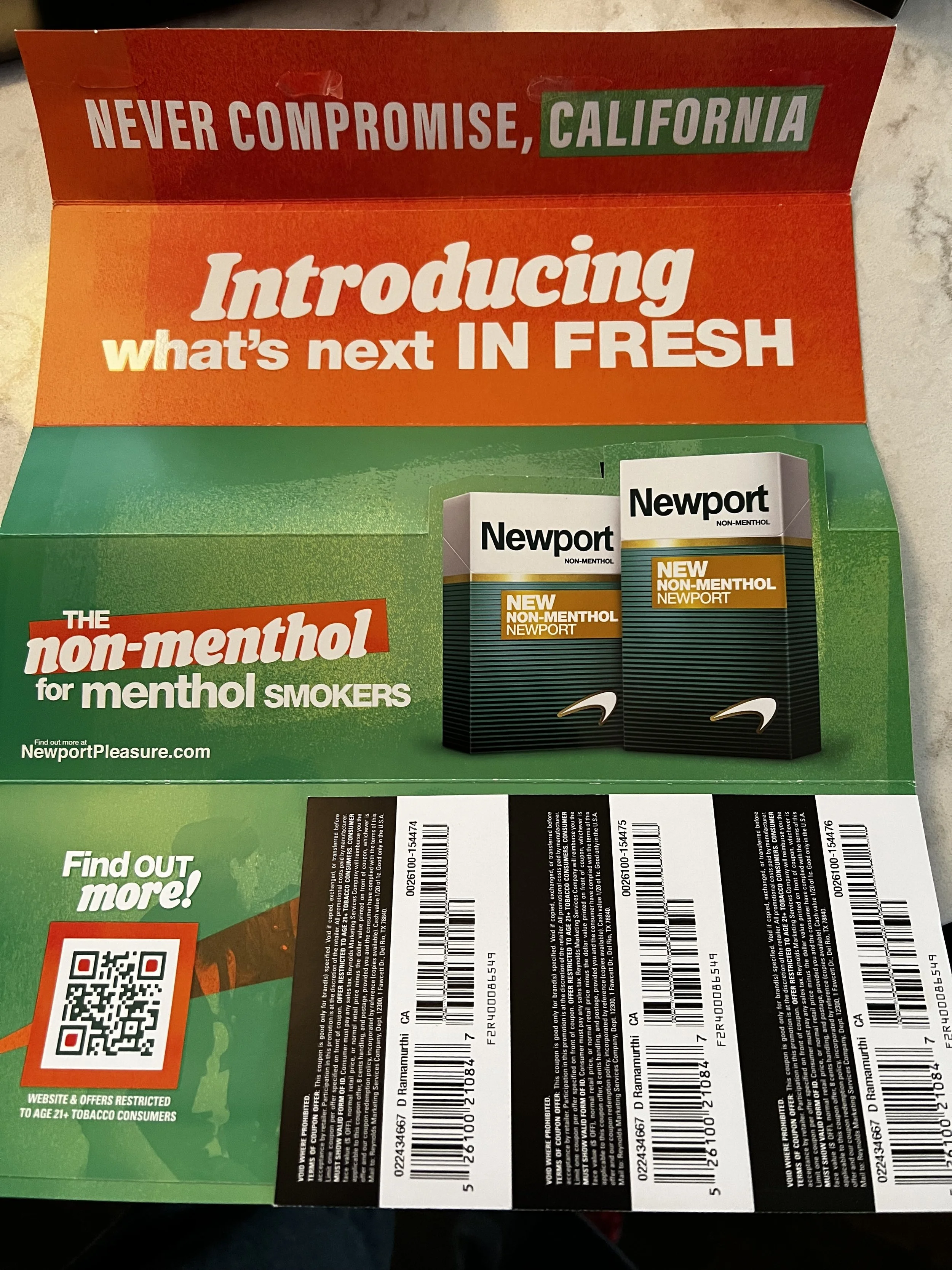 RJR tries to slither around CA ban on sale of flavored tobacco products with Newport, too