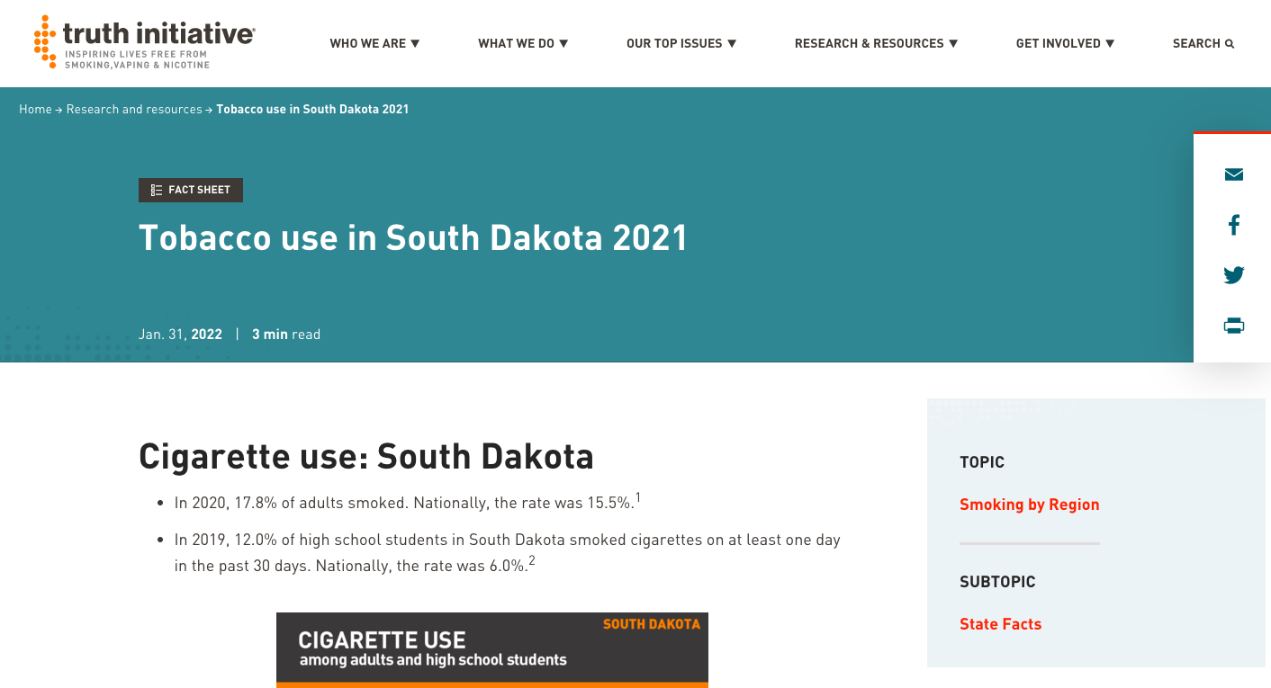 south dakota tobacco laws SOUTH DAKOTA — Parents Against Vaping E-cigarettes