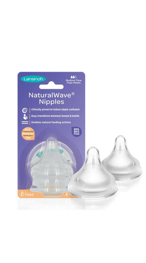Lansinoh NaturalWave Nipples, Fast Flow, 1 pack (2 Nipples) NEW
