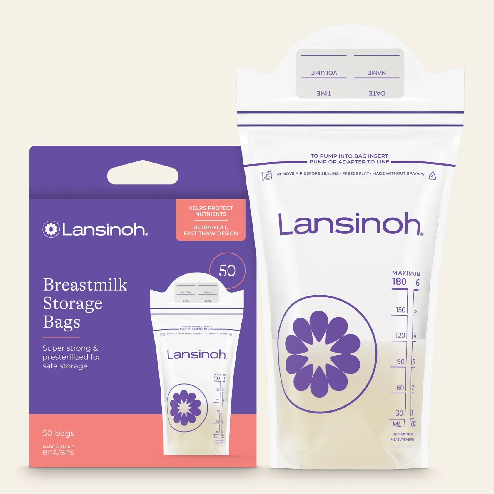 Lansinoh Milk Storage Bags, 50 count
