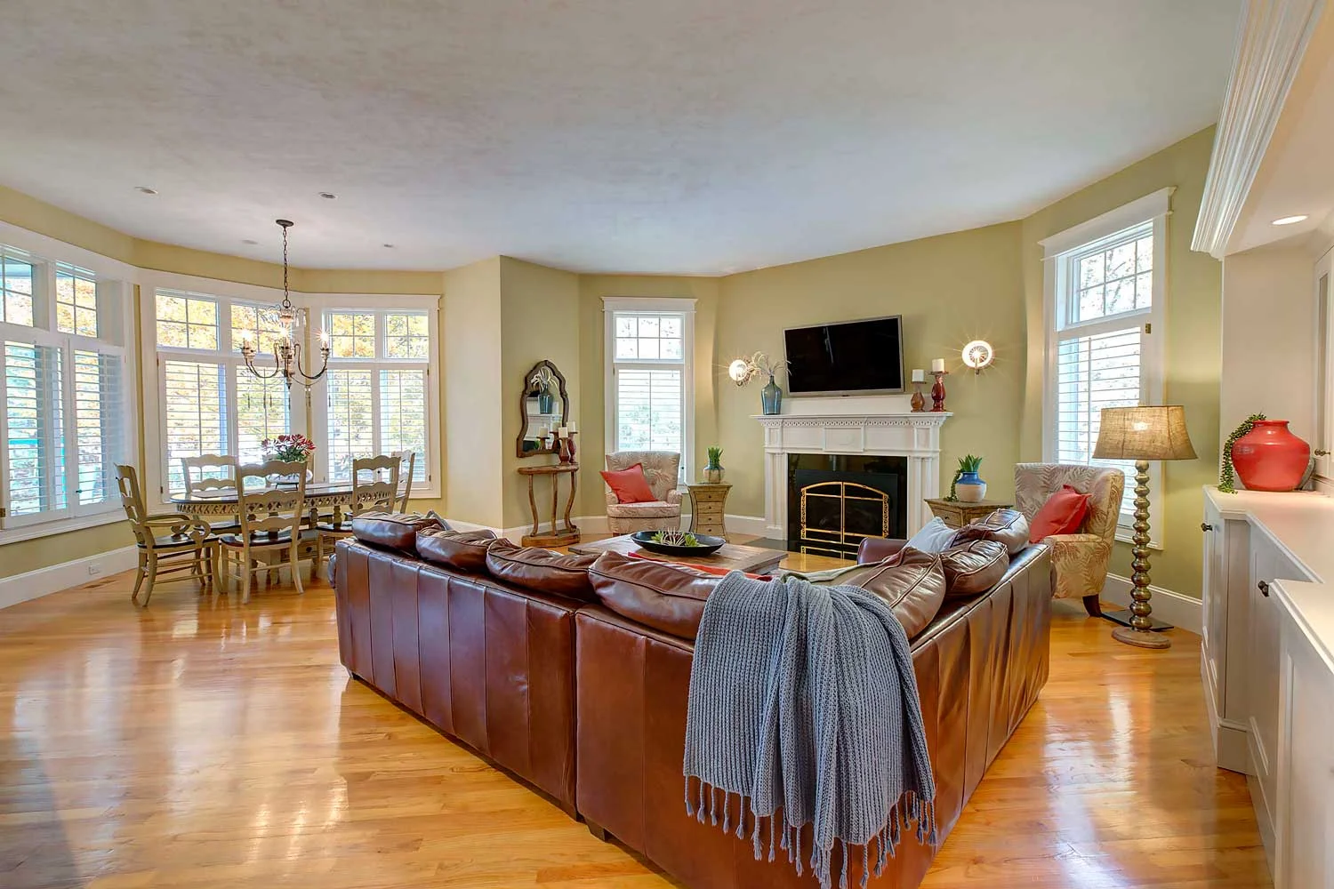The wall color in the family room is Benjamin Moore Windham