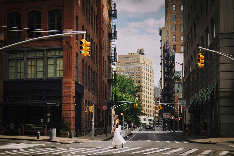 woman walking in downtown manhattan