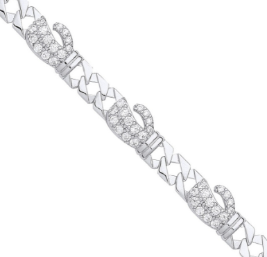 Sterling Silver C/Z Boxing Glove Baby/Childs Bracelet
