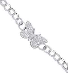 Sterling Silver Cubic-Zirconia Butterfly Bracelet