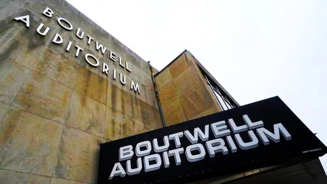 Historic exterior of Boutwell Auditorium event venue in Birmingham, Alabama.
