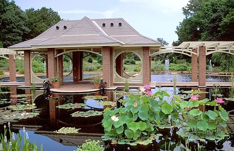 Huntsville Botanical Garden in Huntsville, Alabama, featuring lush gardens and indoor event space.