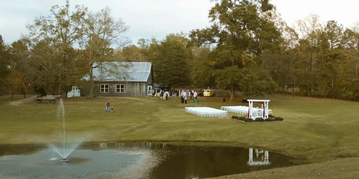 Applewood Farm wedding and event venue near Birmingham, Alabama, featuring scenic countryside views, elegant gathering spaces, and catering by Tre Luna Catering.
