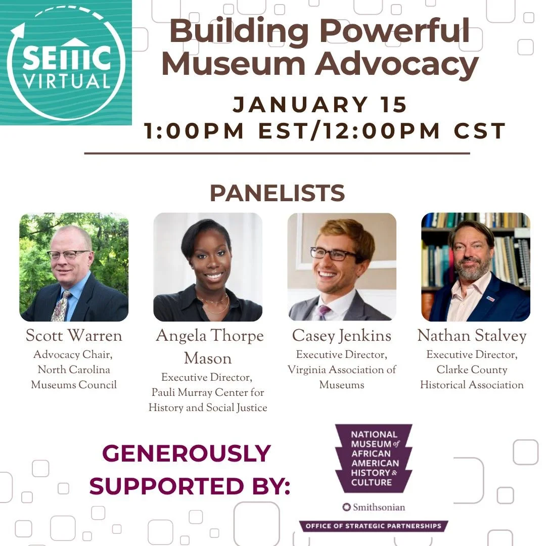 Join our Executive Director, Angela Thorpe Mason, for a discussion on advocacy and impact in museum spaces. This program explores how museums can create meaningful impact without a national platform by learning from regional success stories. Featurin