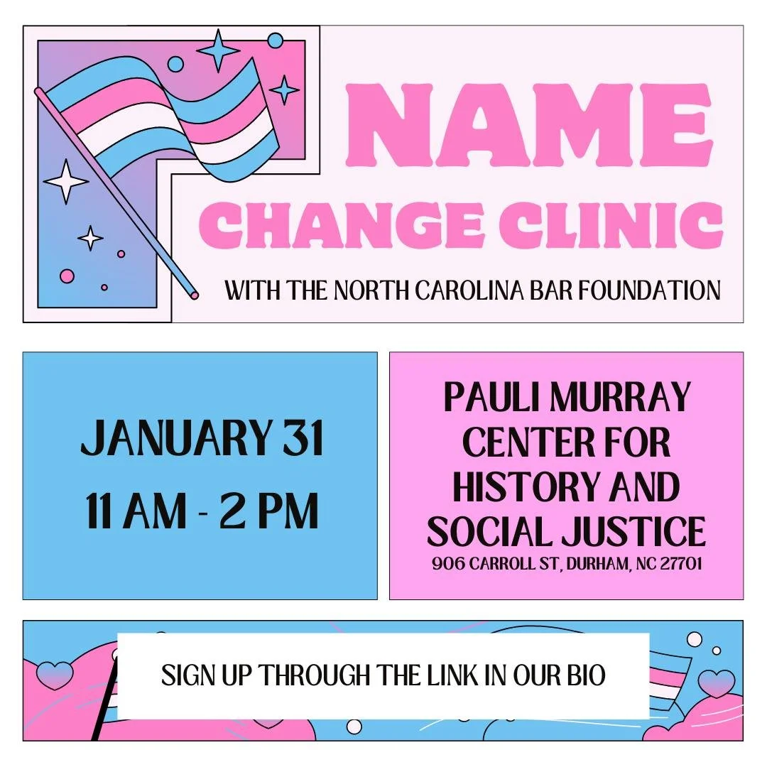We're excited to continue our partnership with the North Carolina Bar Foundation for another Name Change Clinic! 🏳️&zwj;🌈 Join the NCBA Sexual Orientation and Gender Identity Committee and the North Carolina Bar Foundation for an opportunity to mee