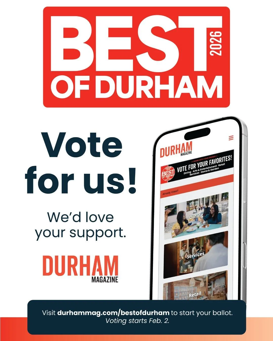 We're excited to share that we have been nominated for best museum in Durham Magazine's Best of Durham 'Arts and Entertainment' category! It is an honor to share Rev. Dr. Pauli Murray's legacy with our community. 

To cast your vote, visit durhammag.