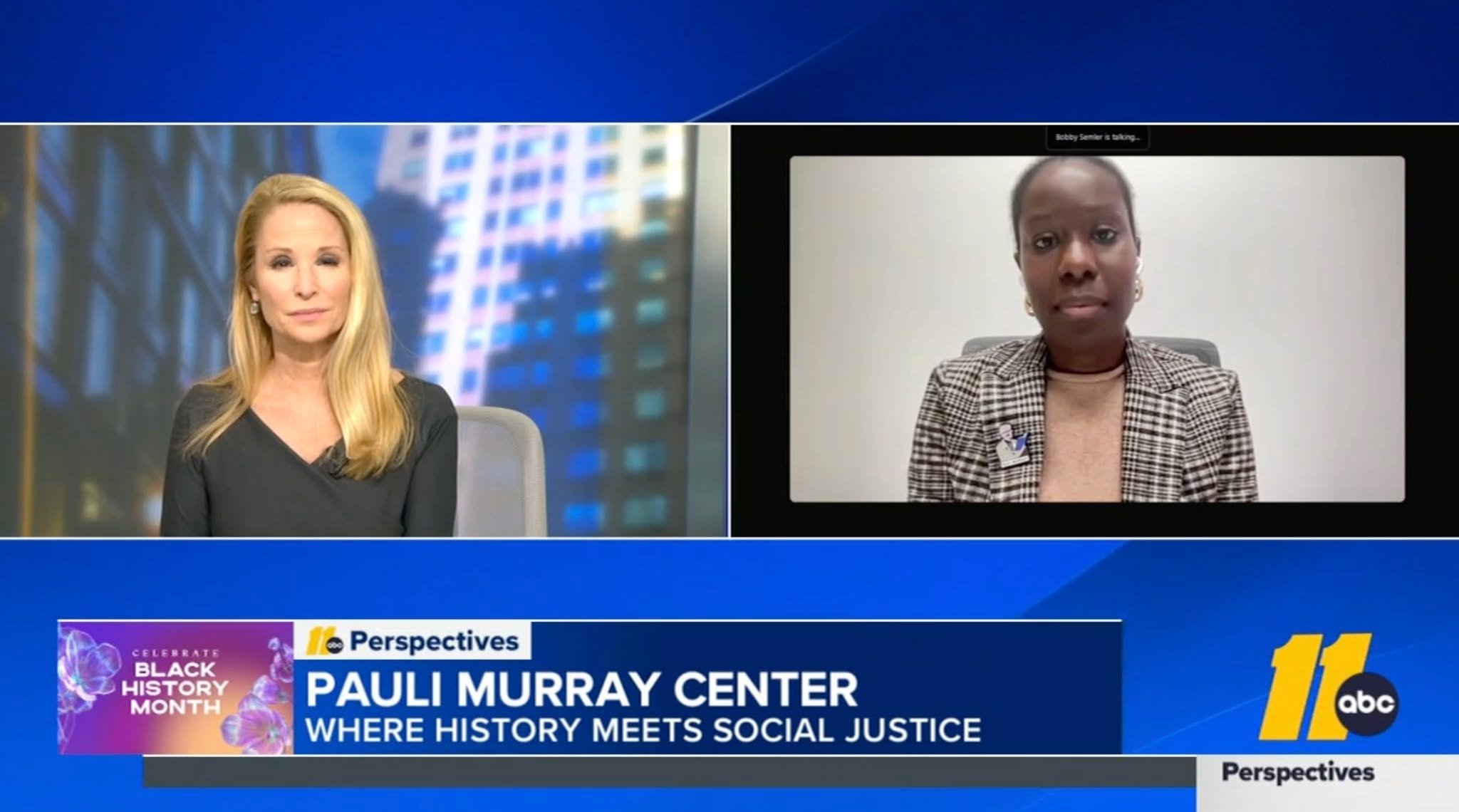 Did you see our Executive Director, Angela Thorpe Mason, on ABC 11 this past weekend? ABC11 Together Perspectives featured a segment on the work of the Pauli Murray Center in honor of Black History Month. 
🔗 See the link in our bio to watch the clip