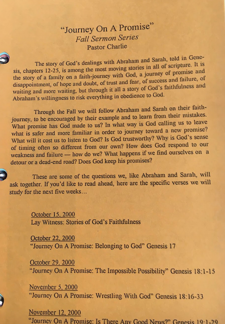 Bulletin insert for Genesis series