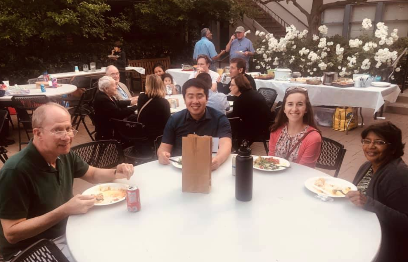 Community dinner in the church courtyard, 2019