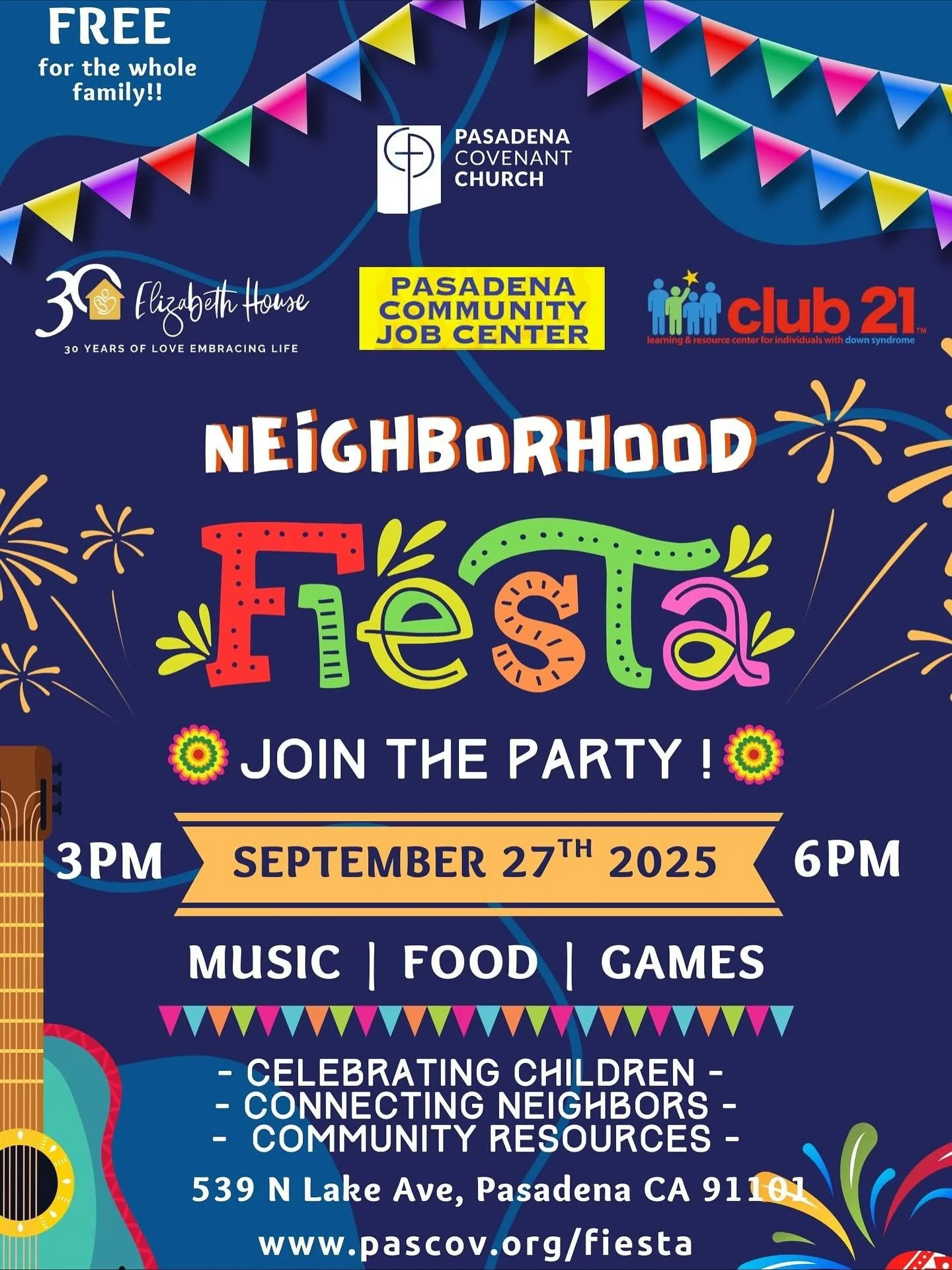 The world&rsquo;s clamor makes us forget who we are. Let&rsquo;s come together to remember we are human. Celebrate life with us at our Fiesta! It&rsquo;s for every one of all ages! Games, crafts, bounce houses, food, fruit, and local organizations sh