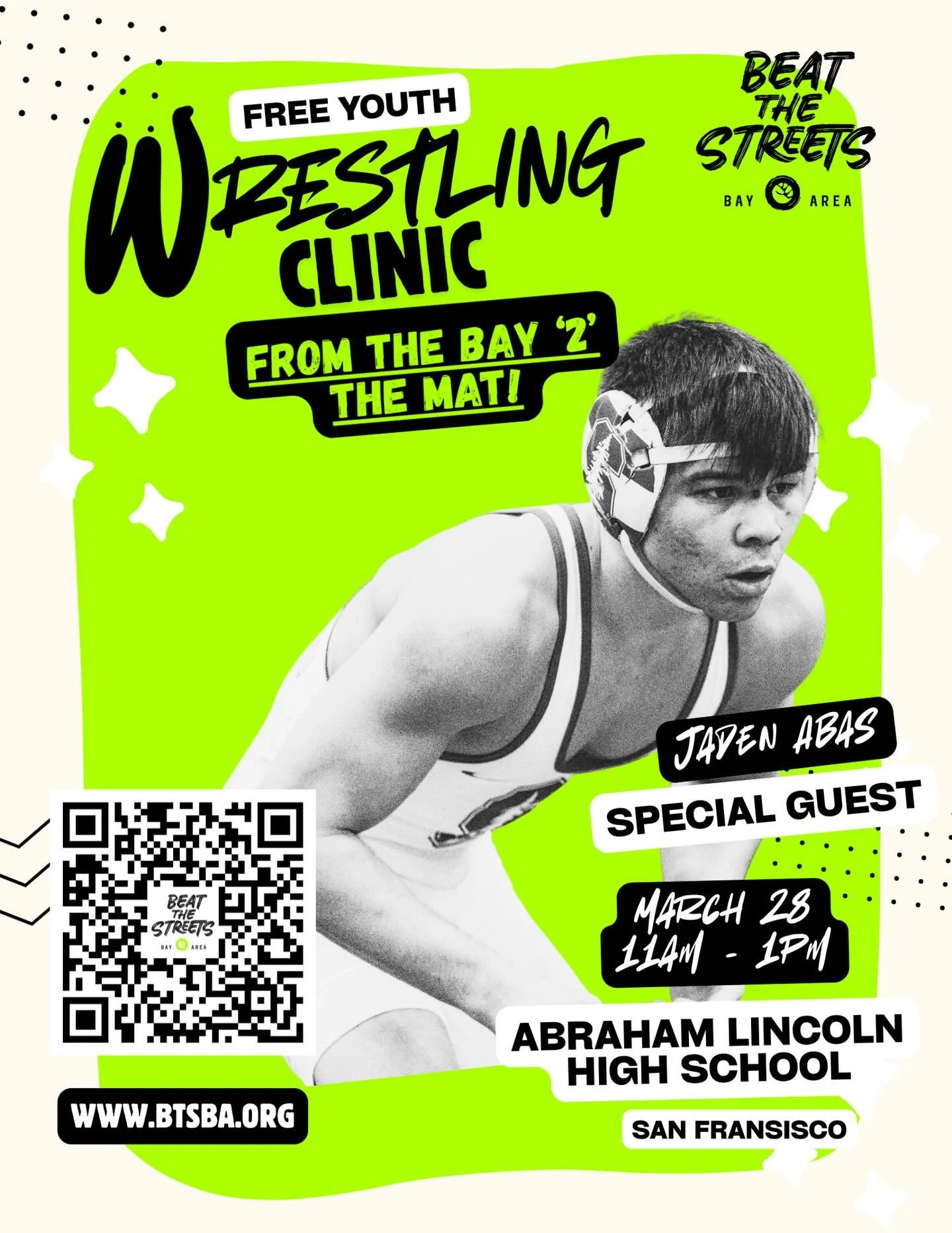 Join us this Saturday at Lincoln High School in San Francisco for an exciting freestyle clinic! The last day to register is this Friday, 3/27 at 6 PM. Don&rsquo;t miss out&mdash;spots are limited!

🤼&zwj;♀️ This session features Jaden Abas- D1 All-A