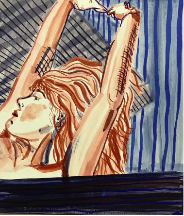 woman on striped sheets.JPG