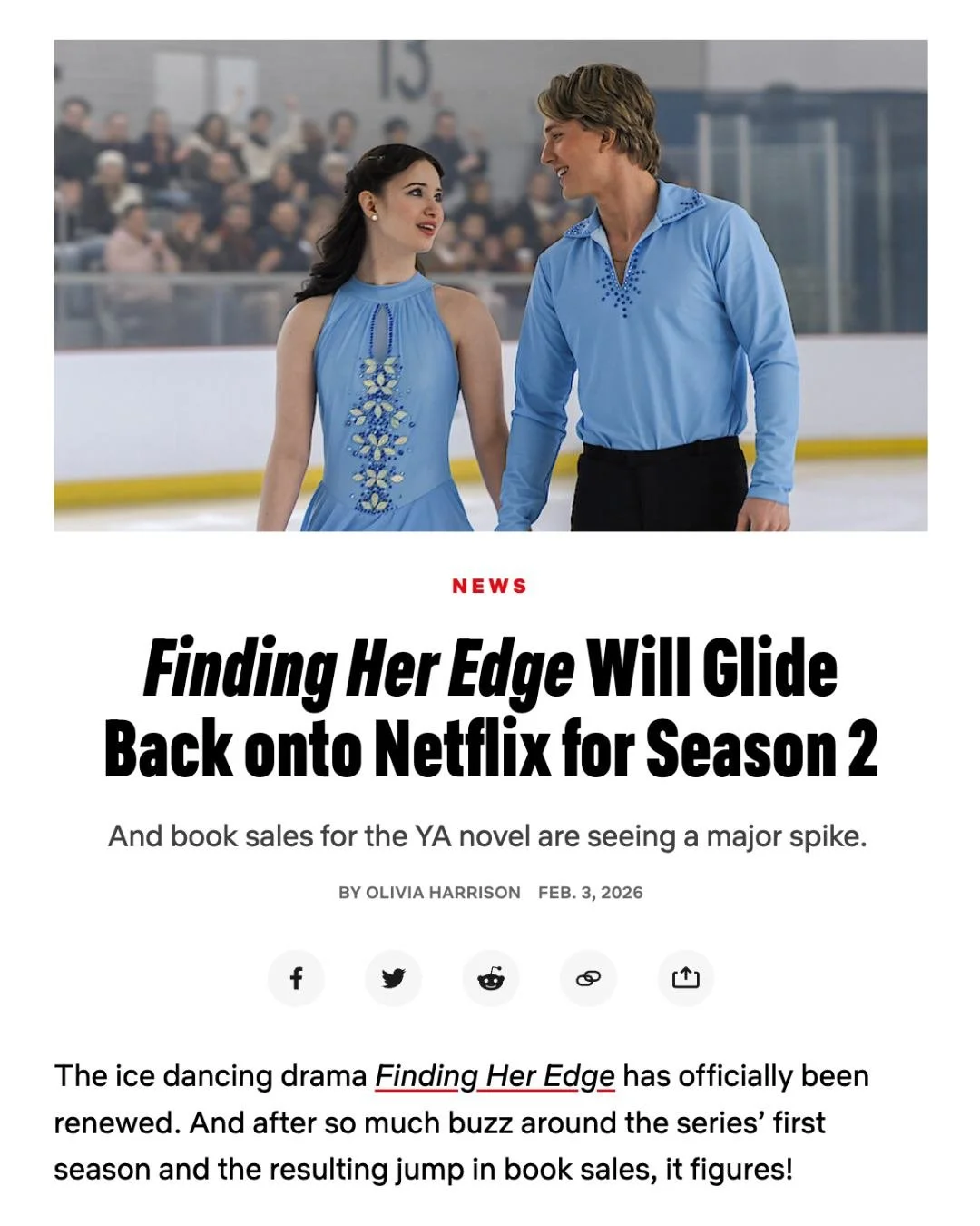 Less than two weeks after Season 1 launched on @netflix @netflixca, Finding Her Edge has been renewed for a second season! With our very own Meredith Forlenza as a Series Regular, we can&rsquo;t wait to watch this next chapter unfold, on and off the 