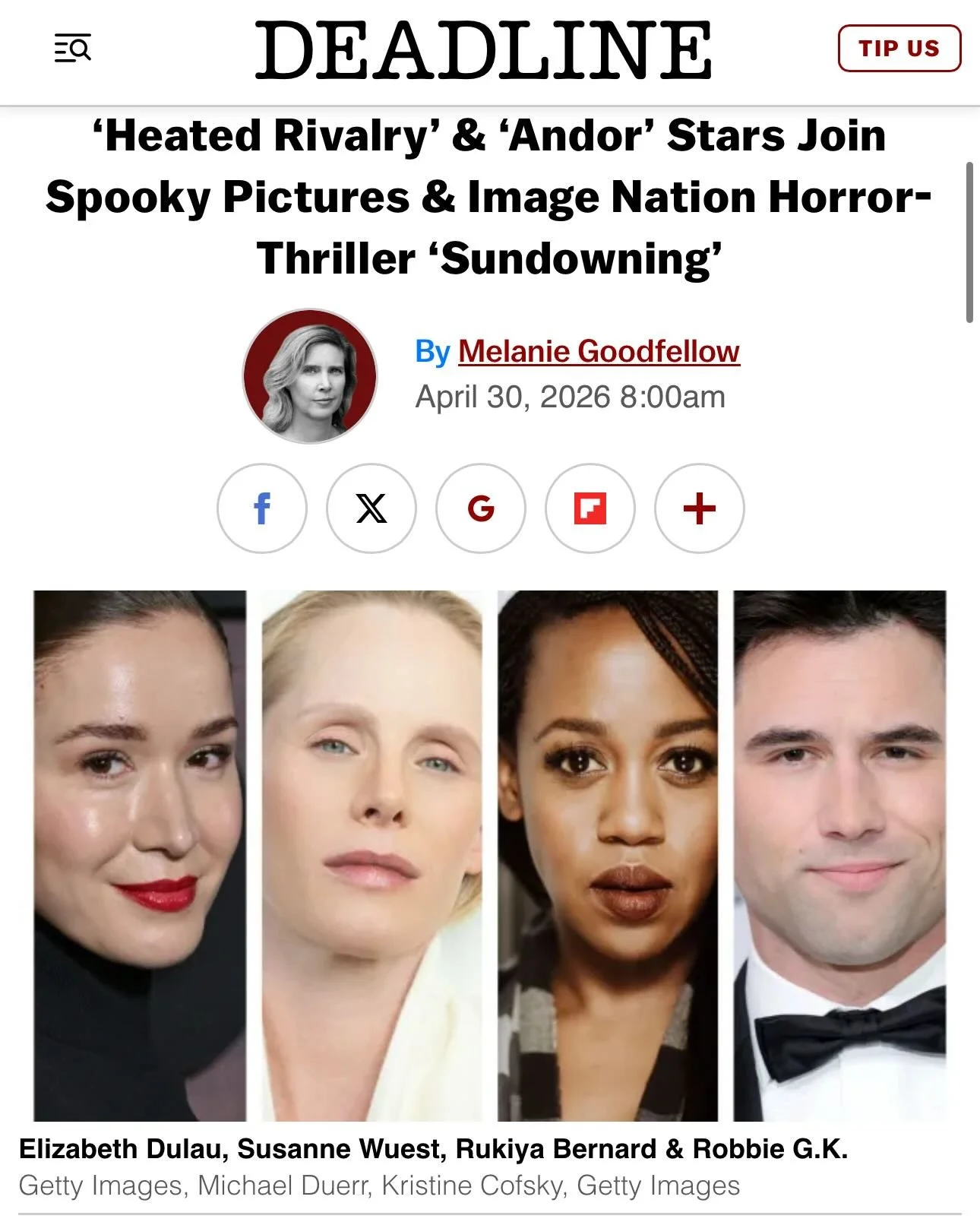 Just announced Deadline! 
Congrats to our own Robbie GK, who&rsquo;s on set shooting a starring role in Roy Lee&rsquo;s next feature &ldquo;Sundowning&rdquo;! 
We can&rsquo;t wait to see you in action when it hits the big screens in 2027!