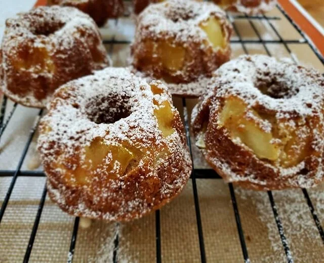 Apple spice bundt cakes! A taste of fall, and hopefully good things ahead, in mini form. 
#applecake #cinnamon #minibundtcakes #fallvibes