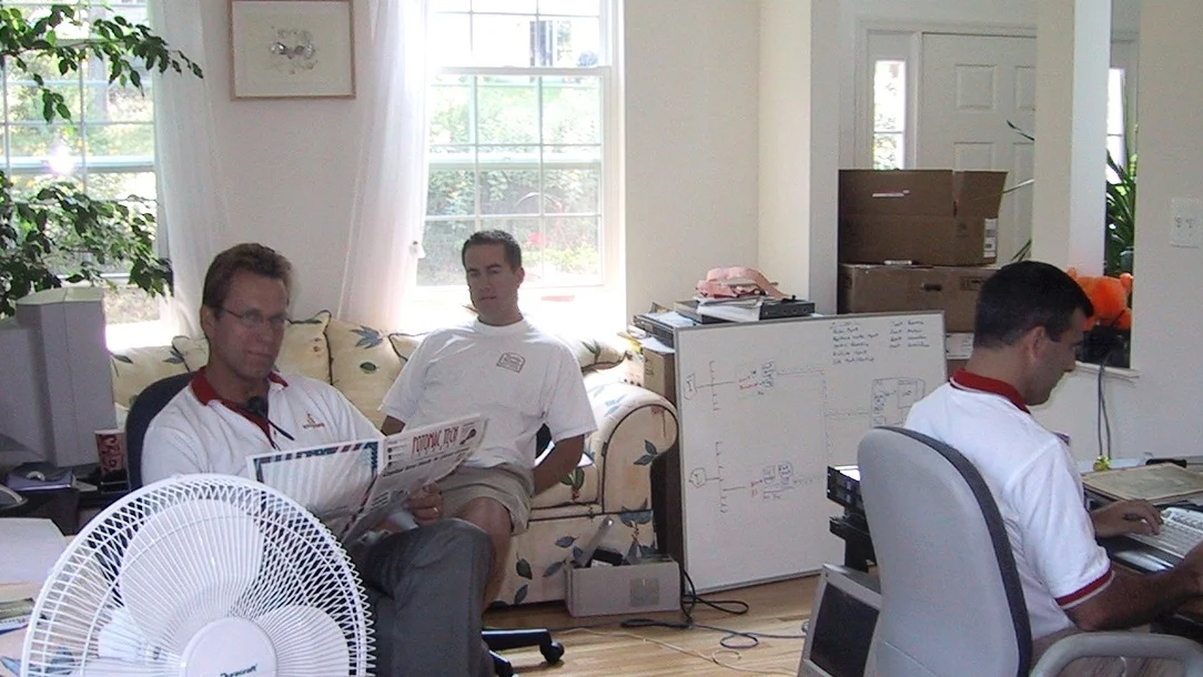 Sourcefire in September 2001 with our three employees at the time — John Pavlick, Bill Sento, and Mike Forostiak. This was a couple weeks prior to our first-customer ship of Sourcefire’s first product!