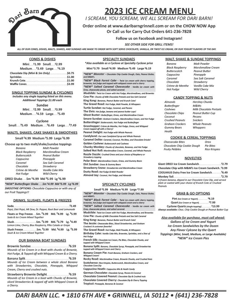 Hungry? We Can Help — Grinnell's Dari Barn