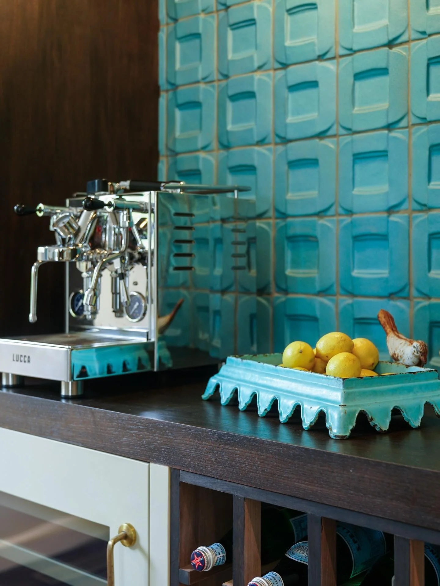 Swipe for the moodboard which was the inspiration for this coffee/wine bar &hellip; part of our #CapitolaBeachBungalow kitchen project. I am a huge fan of decorative tile and especially love the way it works in a bar area. This particular tile has lo