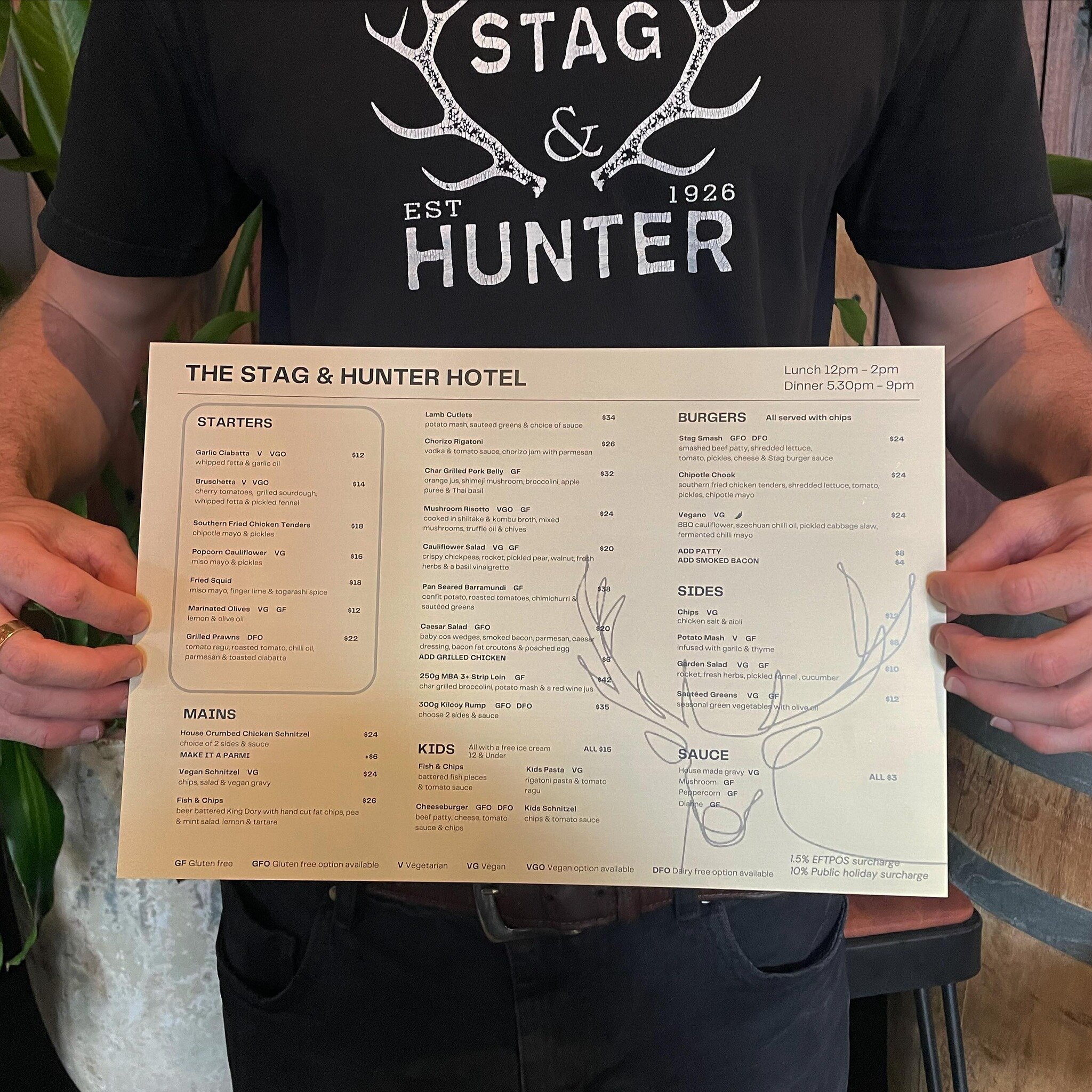 NEW MENU DAY! 🚨 
See our website for a brand spanking new menu as well as new $16 lunch menu! Kicks off 12pm today! 
.
.
.
.
#pubgrub #newmenu #newchef #foodbeermusicrepeat #stagandhunter #pubfood #pubfoodnewcastle