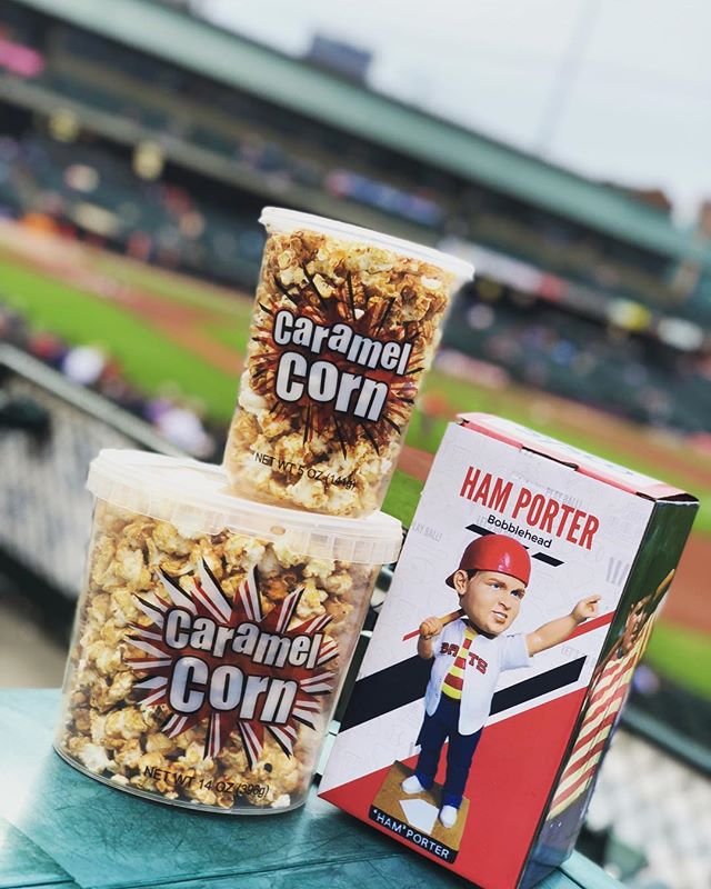 Did we mention it&rsquo;s also Sandlot night?! .
.
.
.
Come get Sandlot bobblehead &amp; some of Dugout Delights freshly made Carmel Corn! 
#ultimateconcessions #sandlot #bobblehead #carmelcorn #dugoutdelights