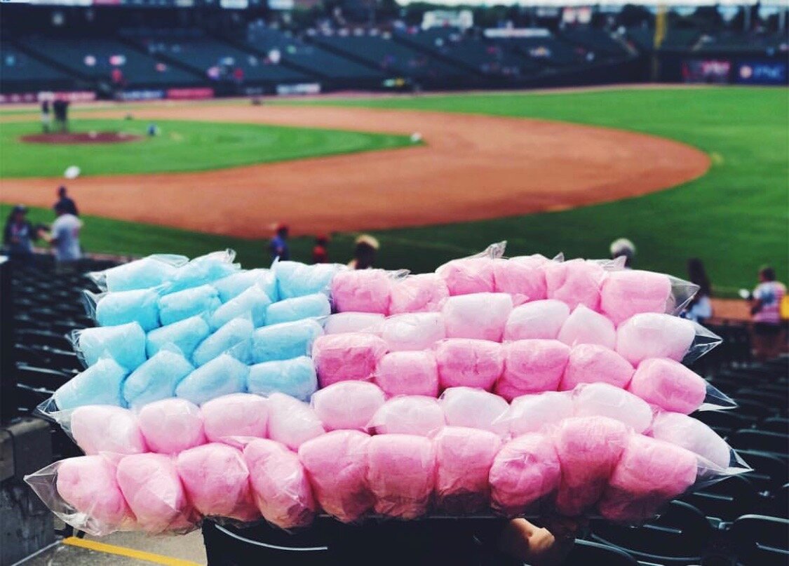 American Flag cotton candy display for Memorial Day.