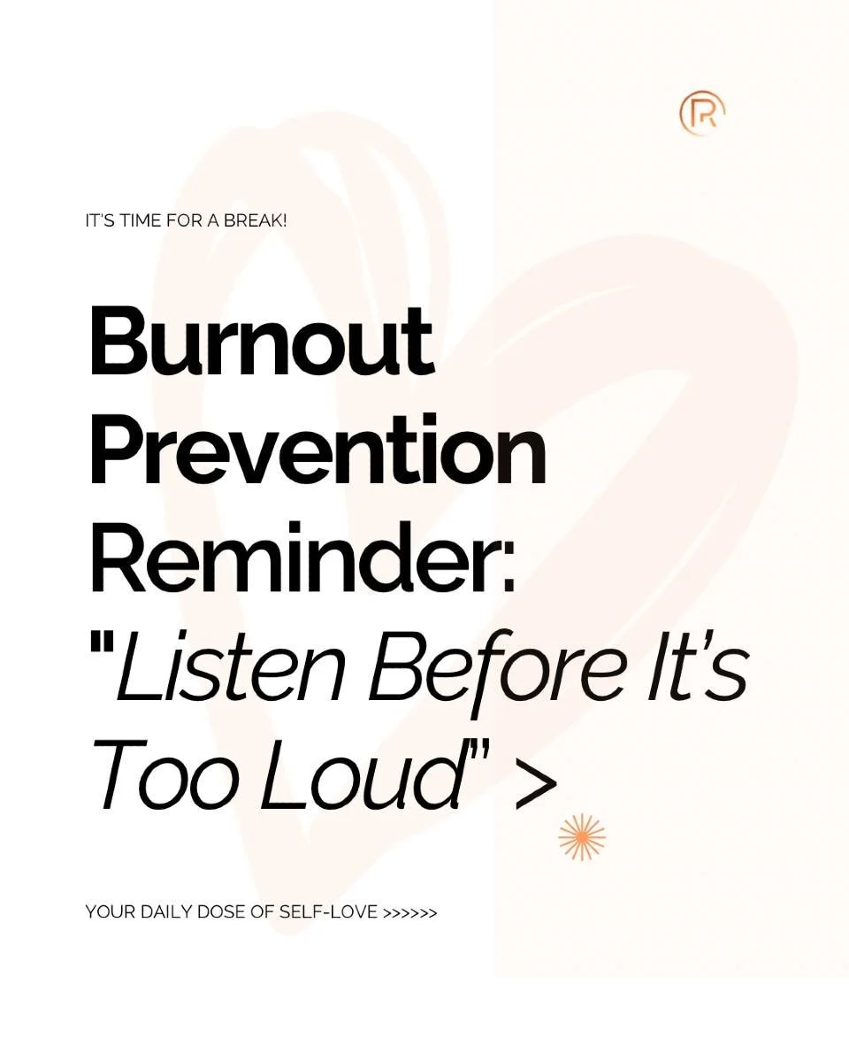 🕯️ Burnout Prevention Reminder: &quot;Listen Before It&rsquo;s Too Loud&quot;
Burnout doesn&rsquo;t show up overnight!
- It starts with the skipped lunches.
- The 'I'll rest later.'
- The sleepless nights.
- The invisible weight.
Listen to your body