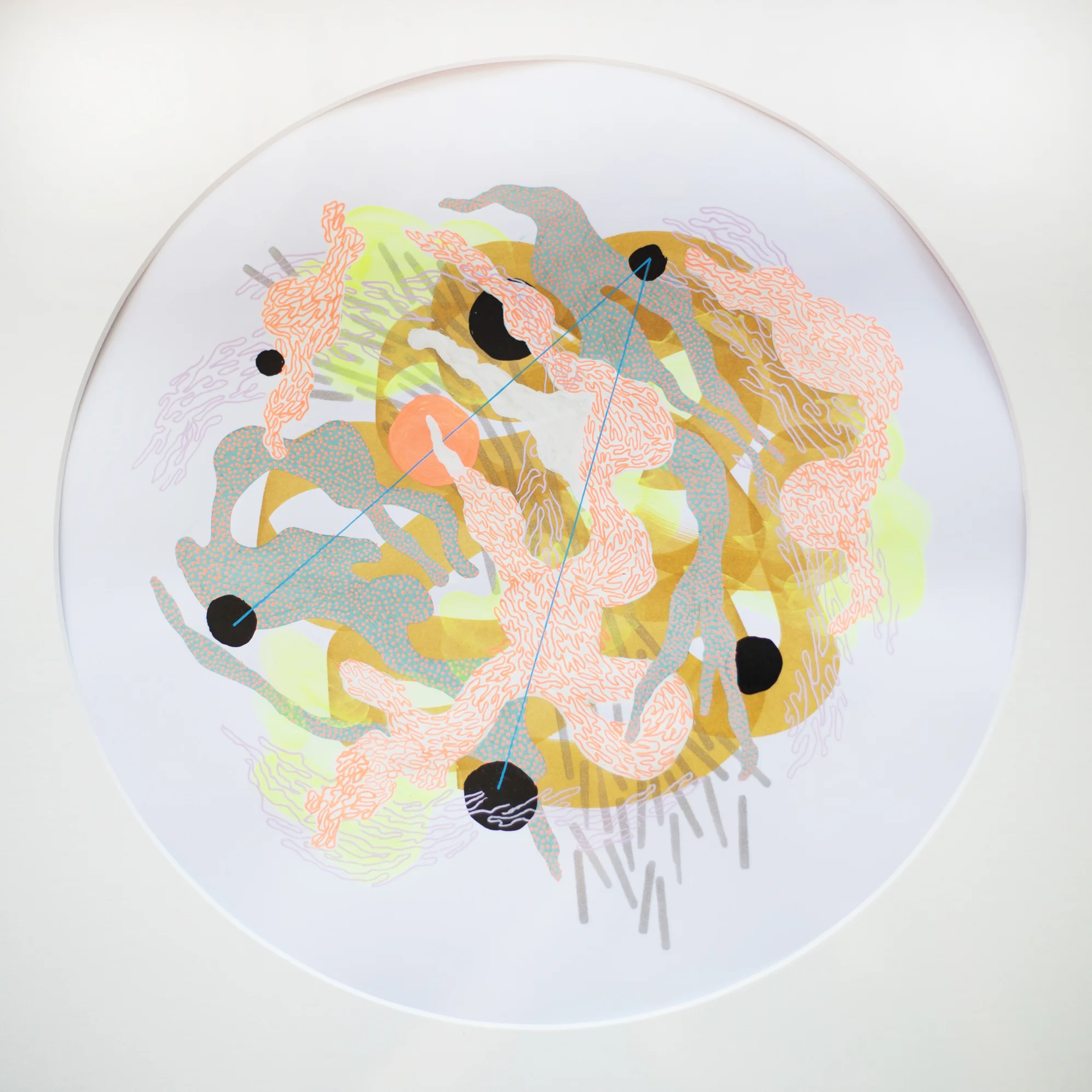 Neon Prairie No. 63 July 2017 Acrylic paint on paper 12” round