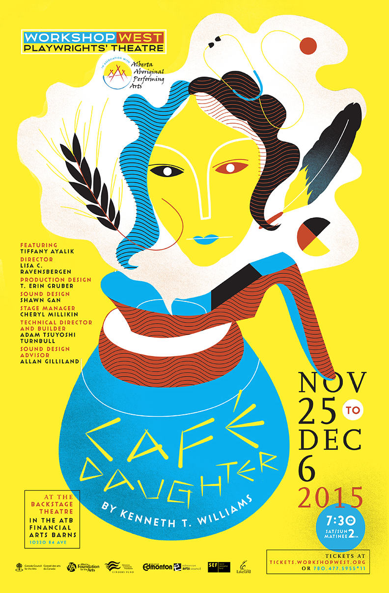 CAFÉ DAUGHTER A poster and illustration for Café Daughter, inspired by the life of Chinese-Canadian and Cree Senator Lillian Eva Quan Dyck. Café Daughter tells an uplifting story of finding yourself and defining your place in the world against all odds. Workshop West Playwrights’ Theatre 2015