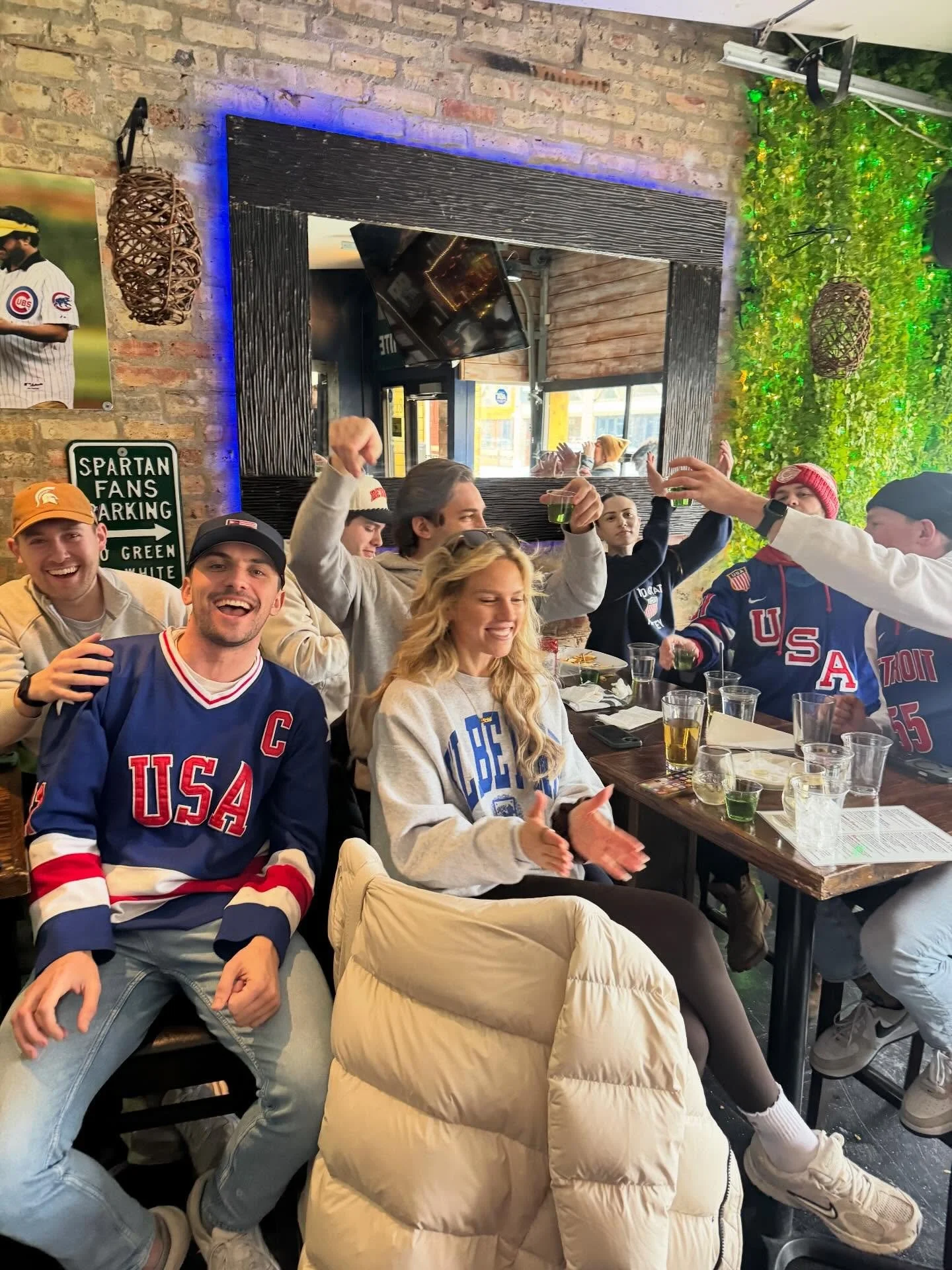 WHAT 👏 A 👏 DAY! 🎉
USA won the gold medal, MSU got the W &amp; the VIBES ARE HIGH! Swing through! 🍻

#stretch #wrigleyville #msu #usa