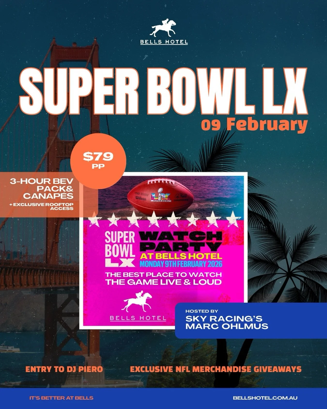 In case you missed it, our $79 Super Bowl LX Watch Party tickets now include a 3 hour beverage package!

Don&rsquo;t miss out on watching the Super Bowl on our rooftop as you sip ice cold drinks, enjoy American-style tailgate eats and kick on afterwa