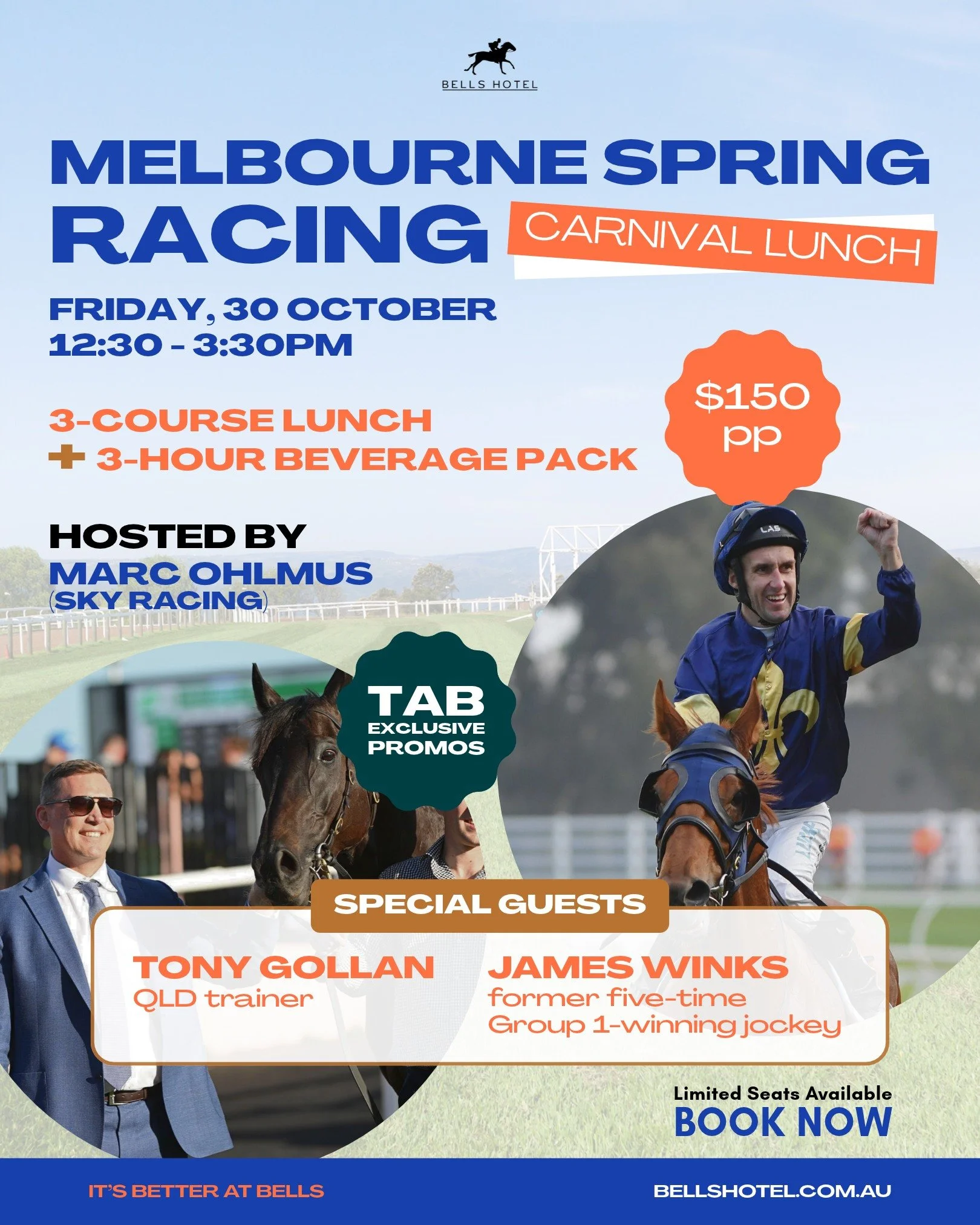 An exceptional afternoon of racing insights, fine food and flowing drinks awaits you this Friday, when we host our Melbourne Spring Racing Carnival Lunch.

Sky Racing's Marc Ohlmus takes the reins as our host, joined by leading Queensland-based train