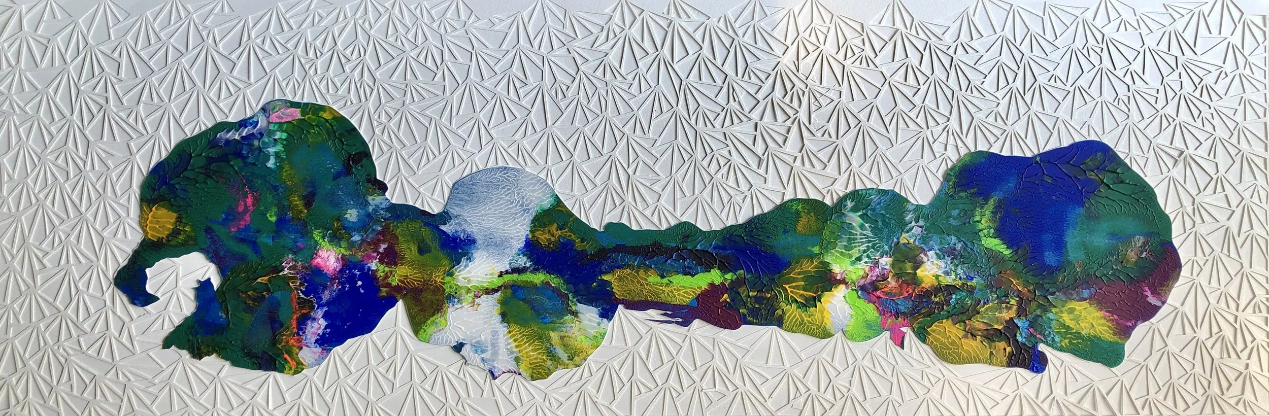 Before Sunset - 15 x 40 inches - Acrylic on Paper, Hand-cut Paper - 2026