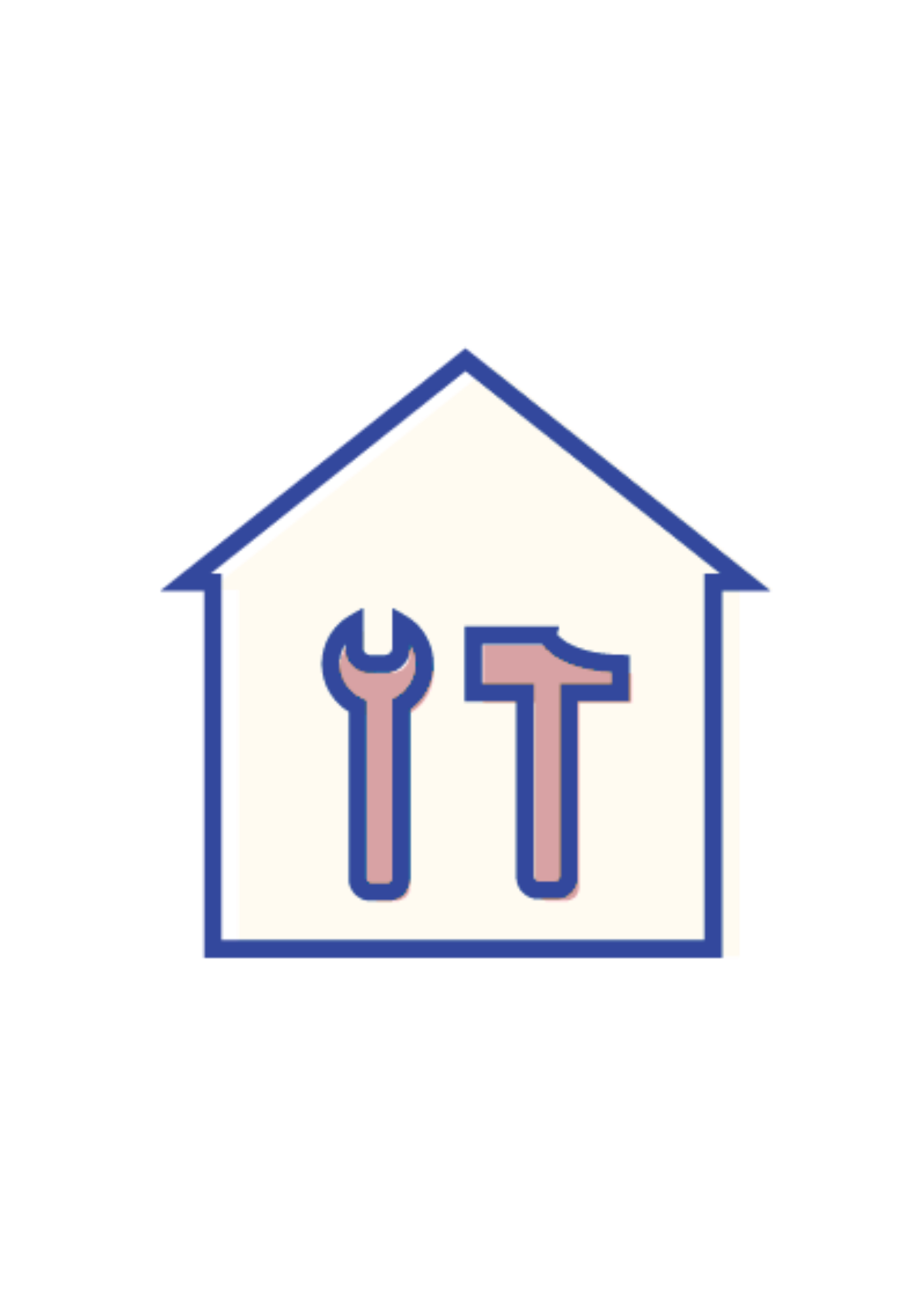 Grafik: Haus-Icon innen mit Werkzeug-Icons