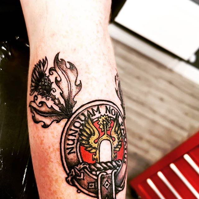Daaga ink tattoo studio lyheham#Johnstone clan crest#Scottish clan tattoo.