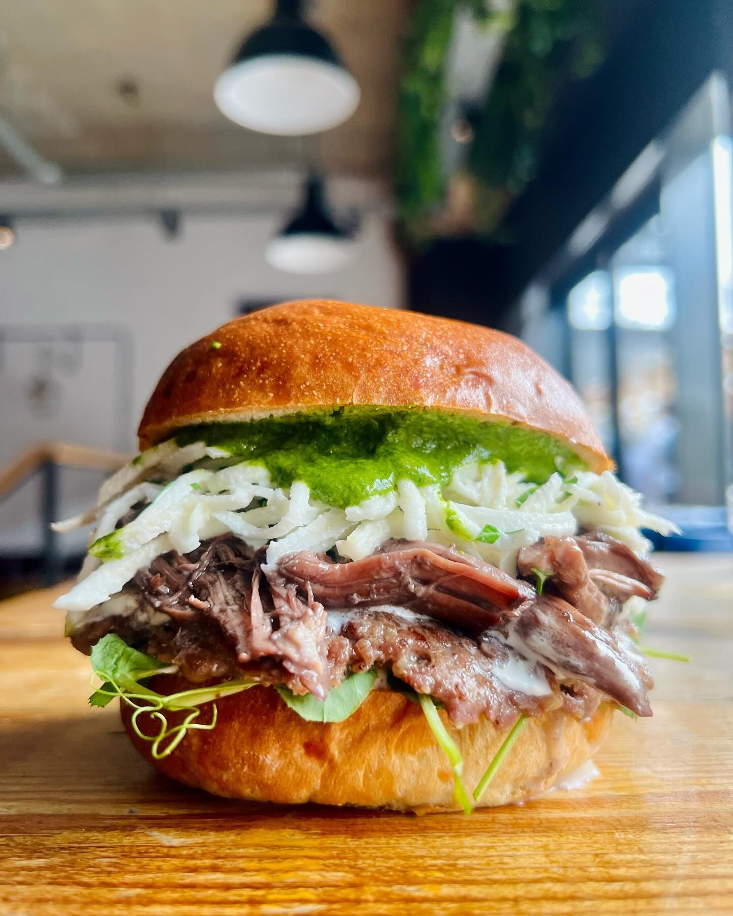 Last year&rsquo;s popular Spring spesh is back with a bit of a glow up. Please welcome THE LAMBURGINI 2.0. Smashed lamb patty, slow cooked lamb shoulder, whipped feta, salsa verde, celeriac remoulade. Available right now!! In house only!