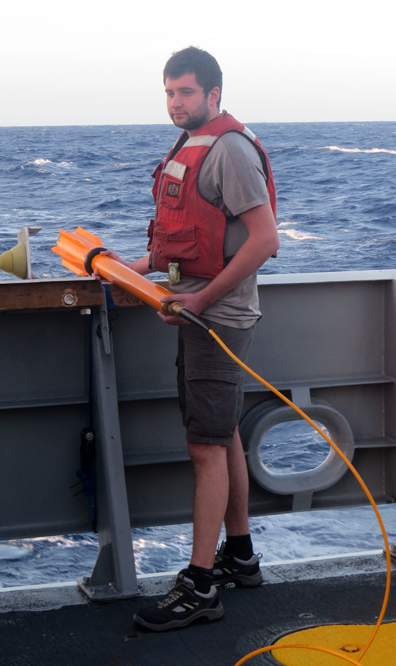 Dominik getting ready to launch the magnetometer this evening
